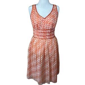 Robbie Bee Dress Women's 14W Orange Polka Dot Vintage Retro Style A-Line